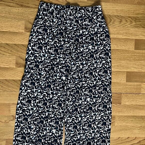 Club Monaco Womens Wide Legged long Pants Black Mix Noir Abstract Pattern Size 0 - Picture 13 of 13